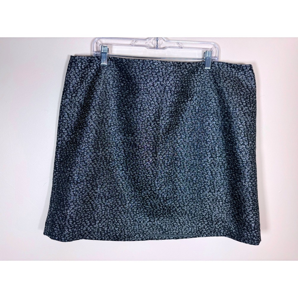 LOFT PLUS Metallic Jacquard Pencil Skirt Black Silver Size‎ 18 NWT